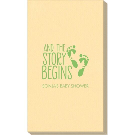 And The Story Begins with Baby Feet Linen Like Guest Towels